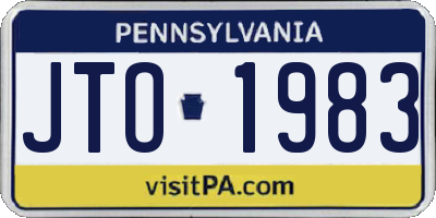 PA license plate JTO1983