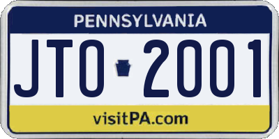 PA license plate JTO2001