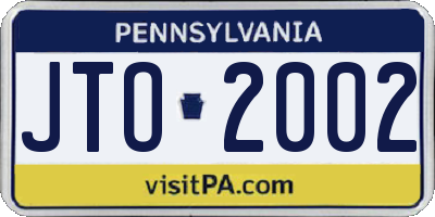 PA license plate JTO2002