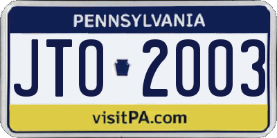 PA license plate JTO2003