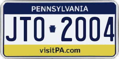 PA license plate JTO2004