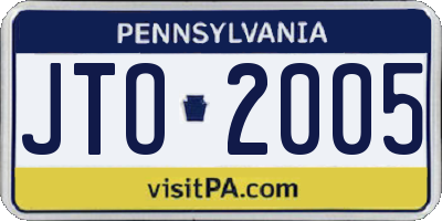 PA license plate JTO2005