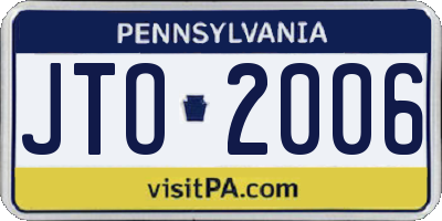 PA license plate JTO2006