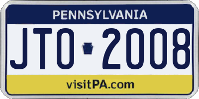 PA license plate JTO2008