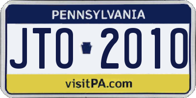 PA license plate JTO2010