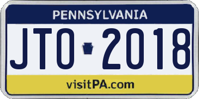 PA license plate JTO2018