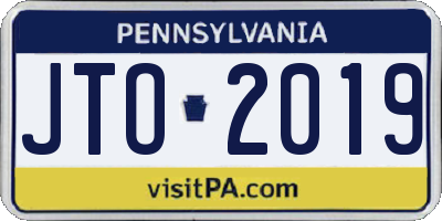 PA license plate JTO2019