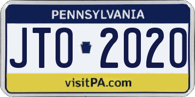 PA license plate JTO2020