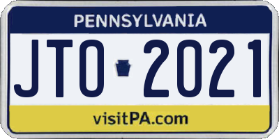 PA license plate JTO2021