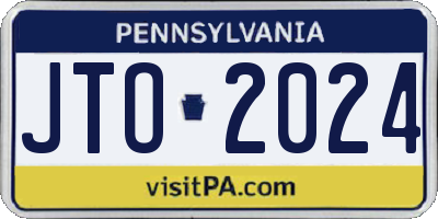 PA license plate JTO2024