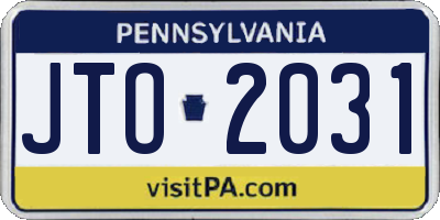 PA license plate JTO2031