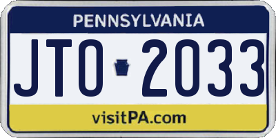 PA license plate JTO2033
