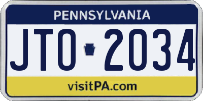 PA license plate JTO2034