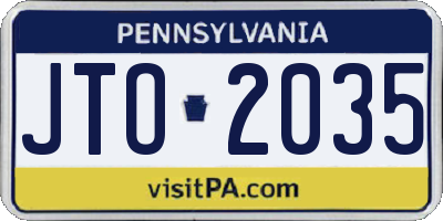 PA license plate JTO2035