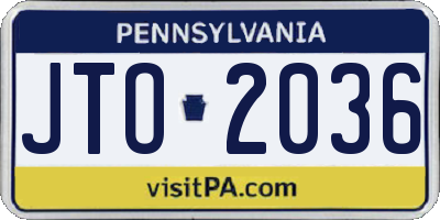 PA license plate JTO2036
