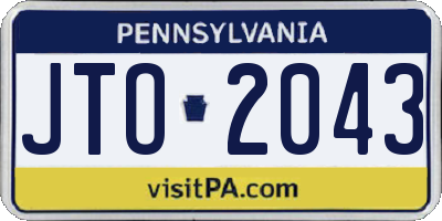 PA license plate JTO2043