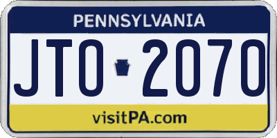 PA license plate JTO2070