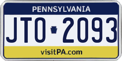 PA license plate JTO2093