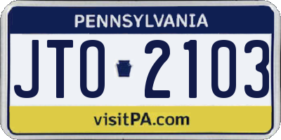 PA license plate JTO2103