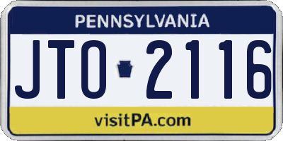 PA license plate JTO2116