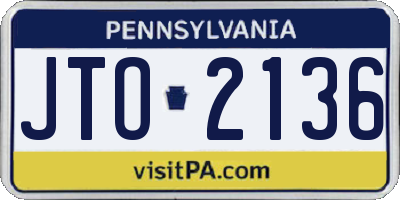 PA license plate JTO2136
