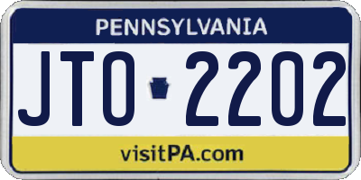 PA license plate JTO2202