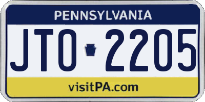 PA license plate JTO2205