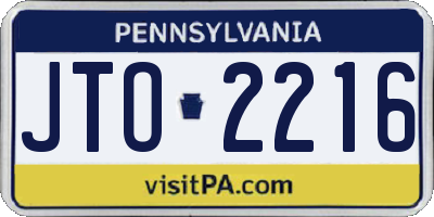 PA license plate JTO2216