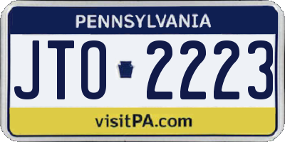 PA license plate JTO2223