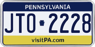 PA license plate JTO2228