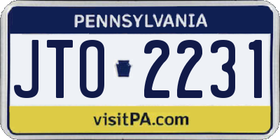 PA license plate JTO2231