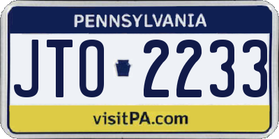 PA license plate JTO2233