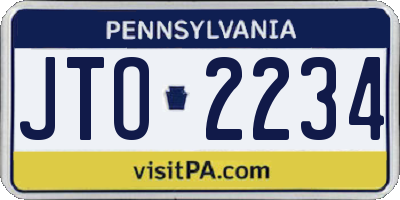 PA license plate JTO2234