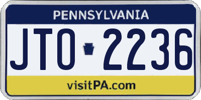 PA license plate JTO2236