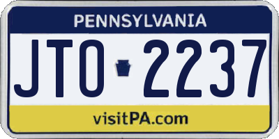 PA license plate JTO2237