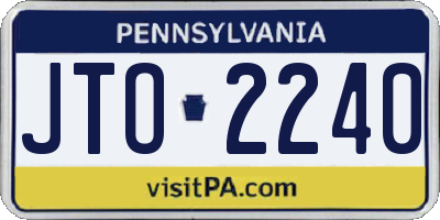 PA license plate JTO2240
