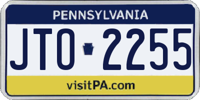 PA license plate JTO2255