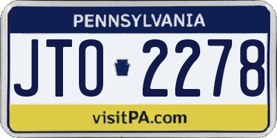 PA license plate JTO2278