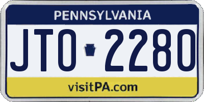 PA license plate JTO2280