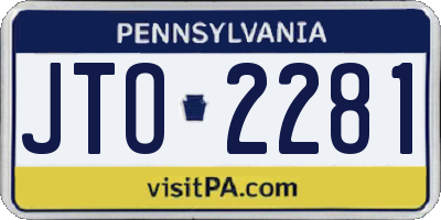 PA license plate JTO2281