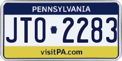 PA license plate JTO2283