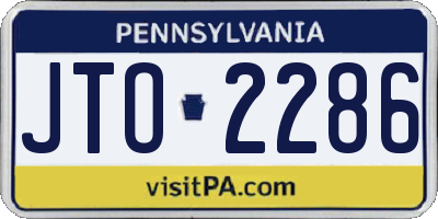 PA license plate JTO2286