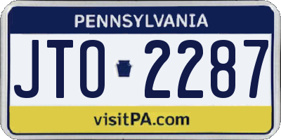 PA license plate JTO2287