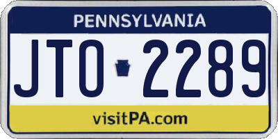PA license plate JTO2289