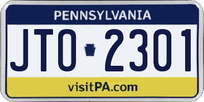 PA license plate JTO2301