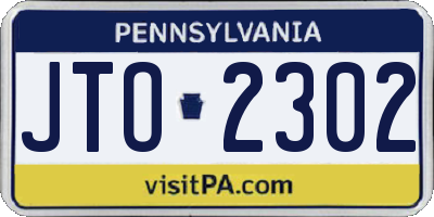 PA license plate JTO2302