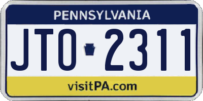 PA license plate JTO2311