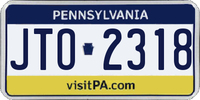 PA license plate JTO2318