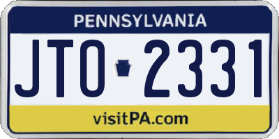 PA license plate JTO2331