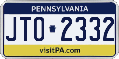PA license plate JTO2332